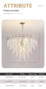 Thông số sản phẩm đèn chiếc lá thuỷ tinh