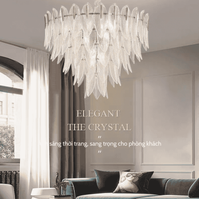 Đèn thả trần chiếc lá sang trọng không gian phòng khách